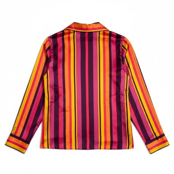 Hailie Stripe Silk Blouse by L'AGENCE Size M French California Multicolor - Picture 3 of 4